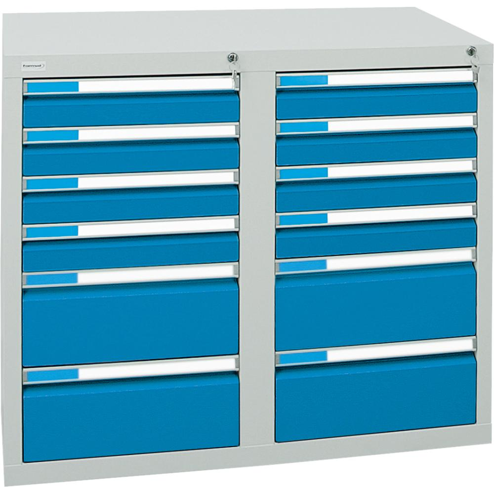 Шкаф формата Ш500хГ1000хВ900мм RAL 7035/5012 12 ящиков 75кг 3031 5087 Fplus