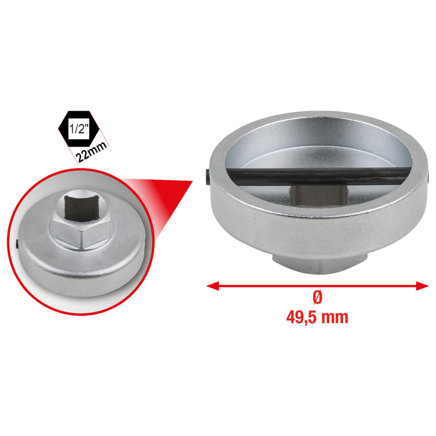 Ключ для масляного фильтра 1/2", зев 49,5 мм