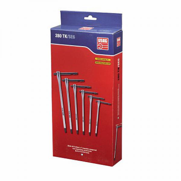 картинка Набор из шести шестигранных ключей с Т-образной рукояткой и сдвижным штоком 280 TK/SE6 U02800020 от магазина "Элит-инструмент"
