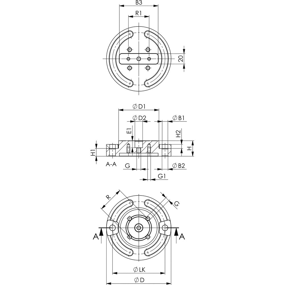 картинка Базовый элемент круглой формы для пластины с Т-образным пазом АМF 559095 от магазина "Элит-инструмент"