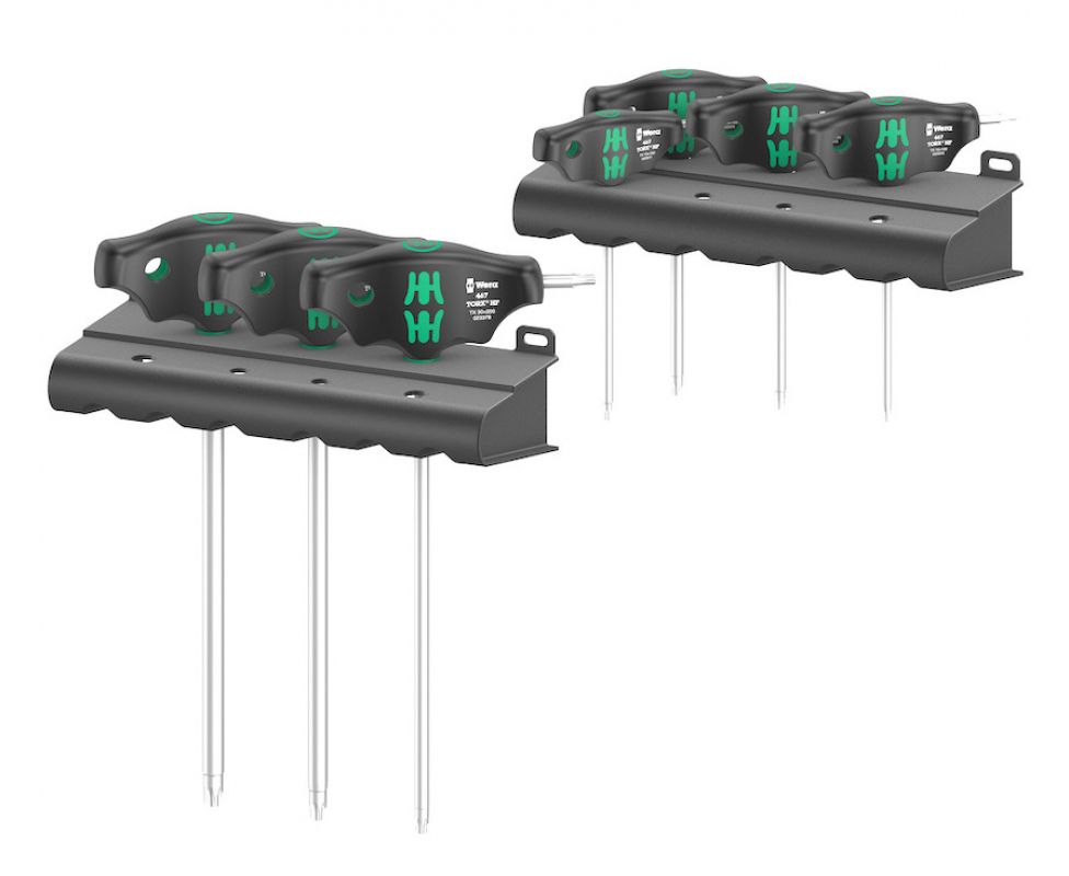 Набор отверток TORX с поперечной ручкой с фиксирующей функцией Wera 467/7 TORX HF Set 1WE-023452 + подставки