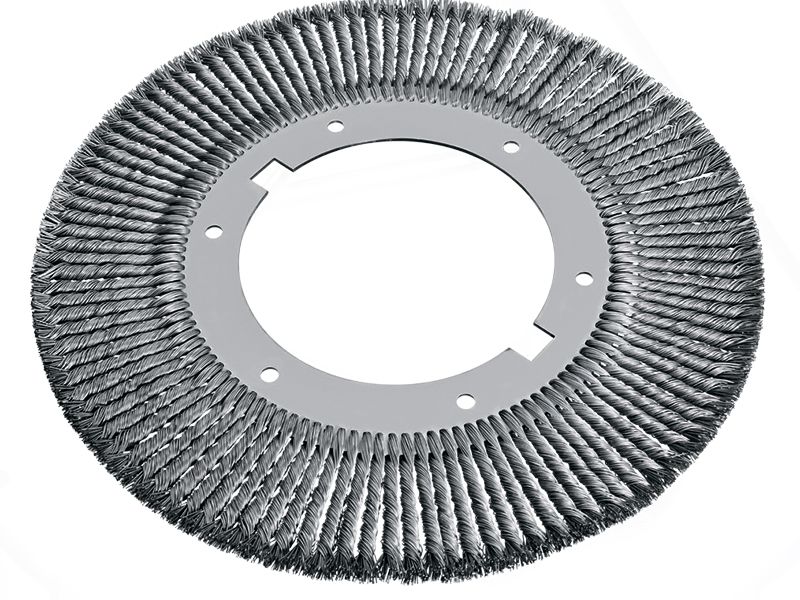 картинка Кольцевая щётка, стальная нержавеющая, прямая проволока диаметр 465 мм ширина 13 мм ворс 0,80 мм с пазами 233 х 24 от магазина "Элит-инструмент"