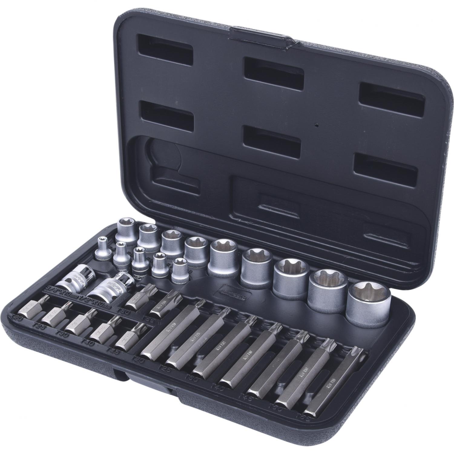 картинка Комплект торцовых ключей с профилем Torx с битами, 30 шт, биты с отверстием от магазина "Элит-инструмент"