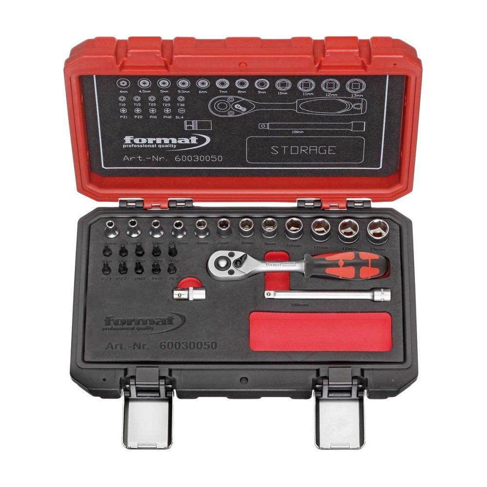 Набор инструмента 1/4″, 25 предметов (FORMAT 60030050)