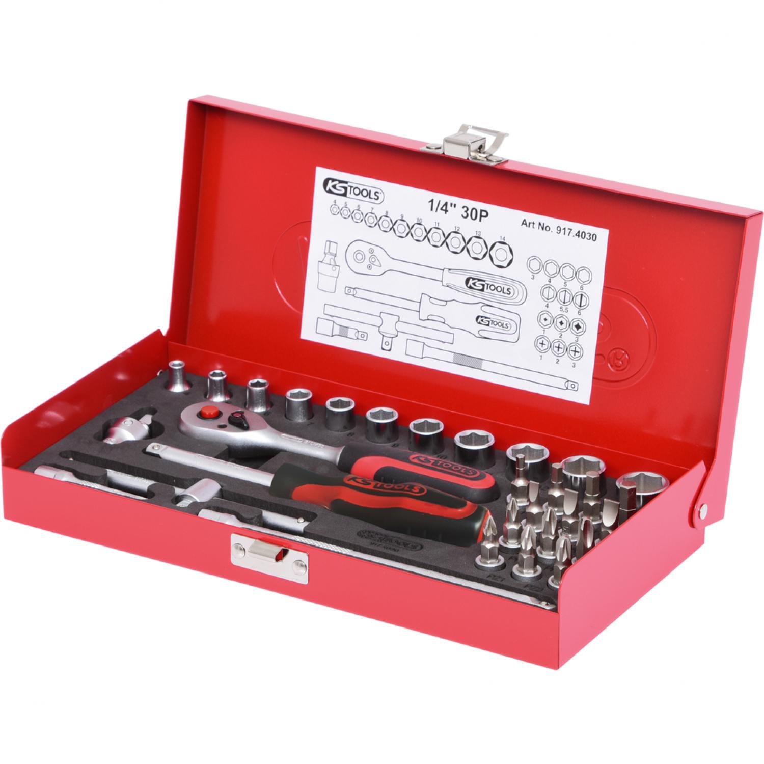 картинка Комплект торцовых ключей 1/4'', 30 шт  KSTools 917.4030 от магазина "Элит-инструмент"