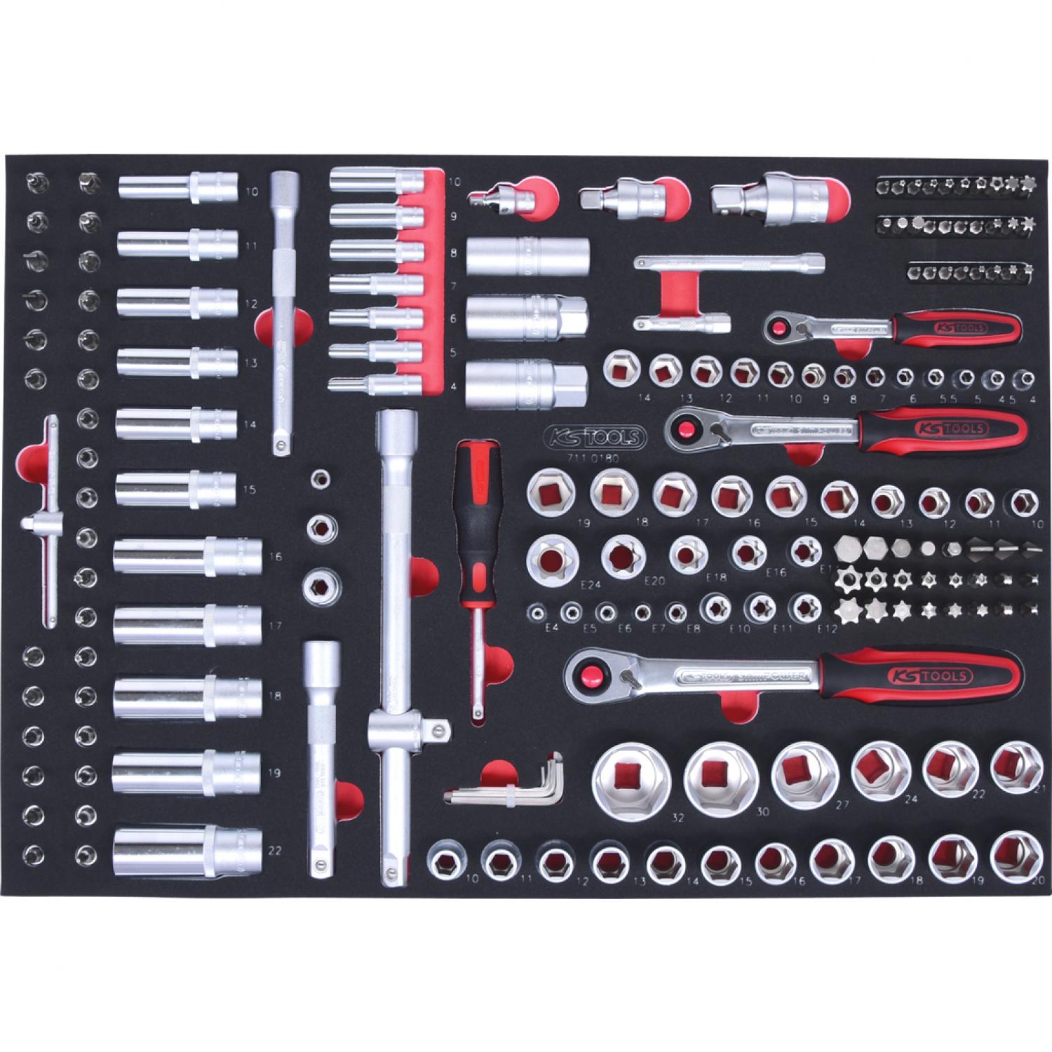 картинка Комплект торцовых ключей SCS 1/4"+3/8"+1/2'', 180 шт, во вкладке на 1/1 инструментального ящика от магазина "Элит-инструмент"