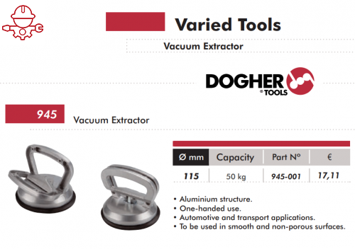 Вакуумные присоски для установки стекол до 50кг. DOGHER Ref 945-001