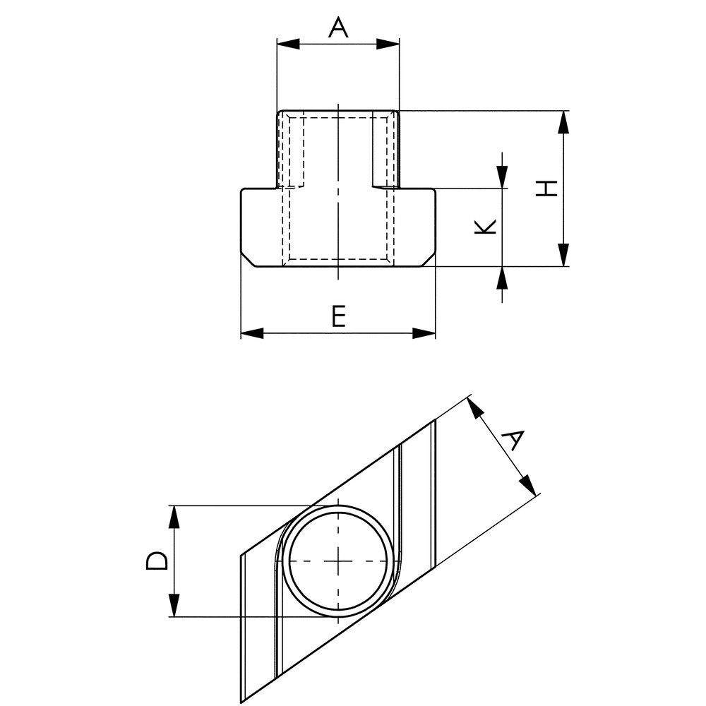 картинка Гайки для Т-образных пазов в форме ромба АМF 80291 от магазина "Элит-инструмент"