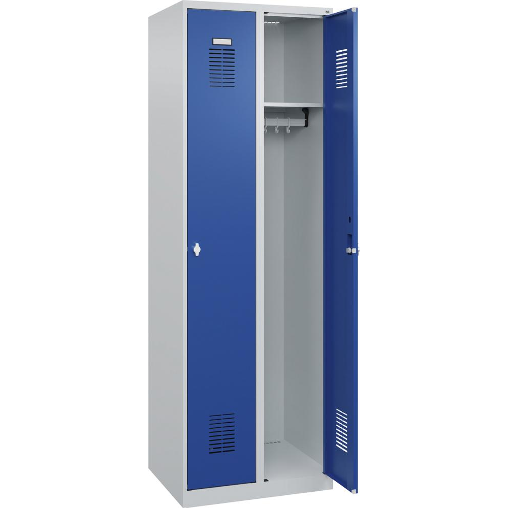 Гардероб BASIC Ш600хГ500хВ1850 мм RAL 7035/5010, 2 отделения 3037 2521 Fplus