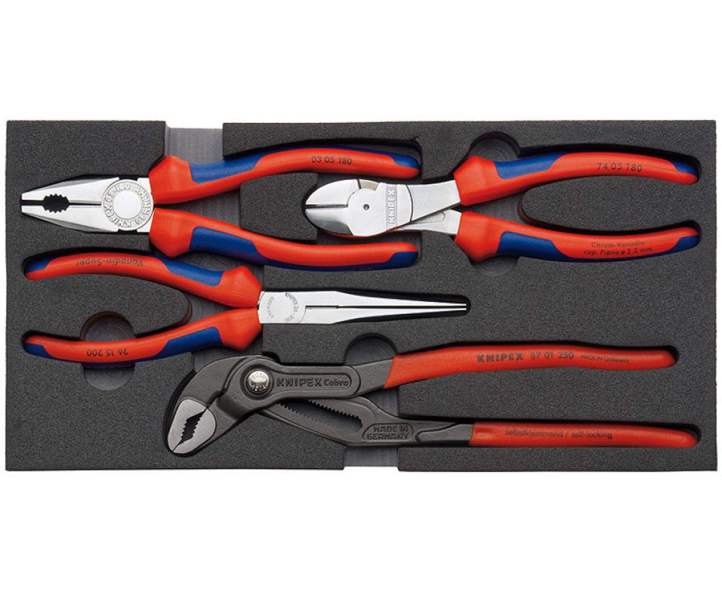 Набор клещей "Basic", 4 клещей во вкладыше из поропласта Knipex KN-002001V01