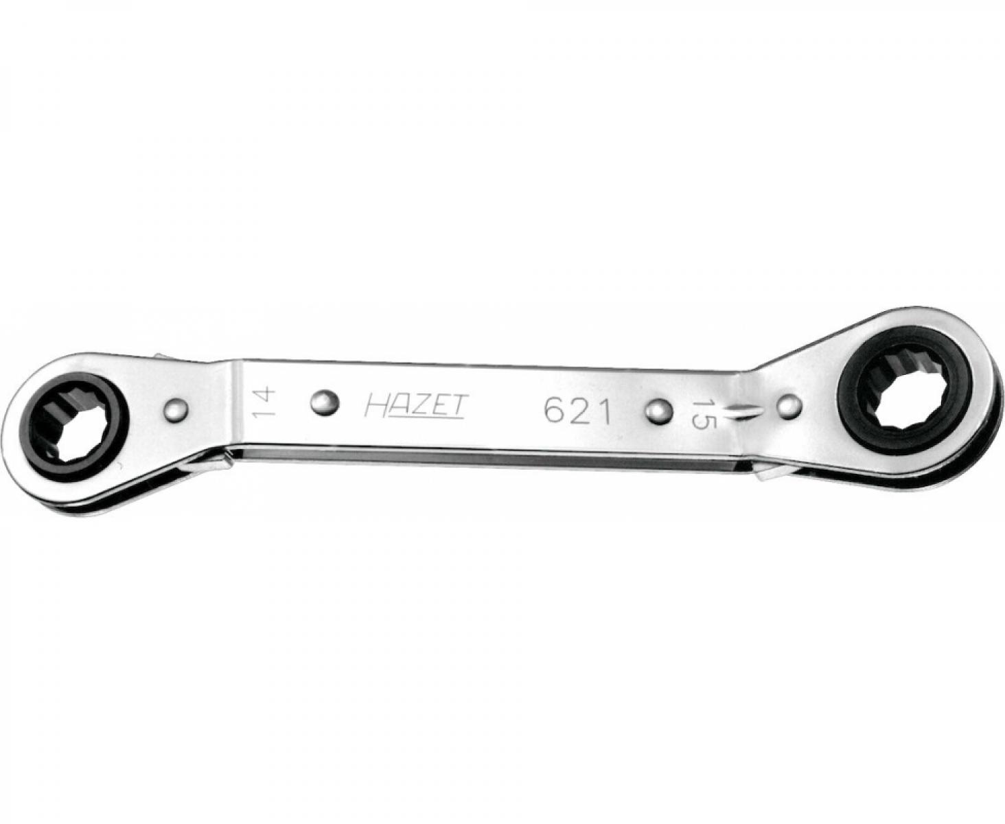 картинка Ключ гаечный накидной с трещоткой изогнутый 621 21х22 мм Hazet 621-21х22 от магазина "Элит-инструмент"