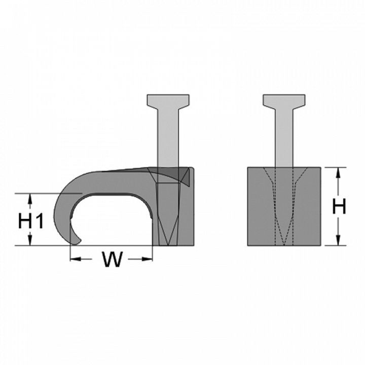 картинка Скоба с гвоздем для плоского кабеля 6х10, цвет белый (упак. 100 шт.) от магазина "Элит-инструмент"