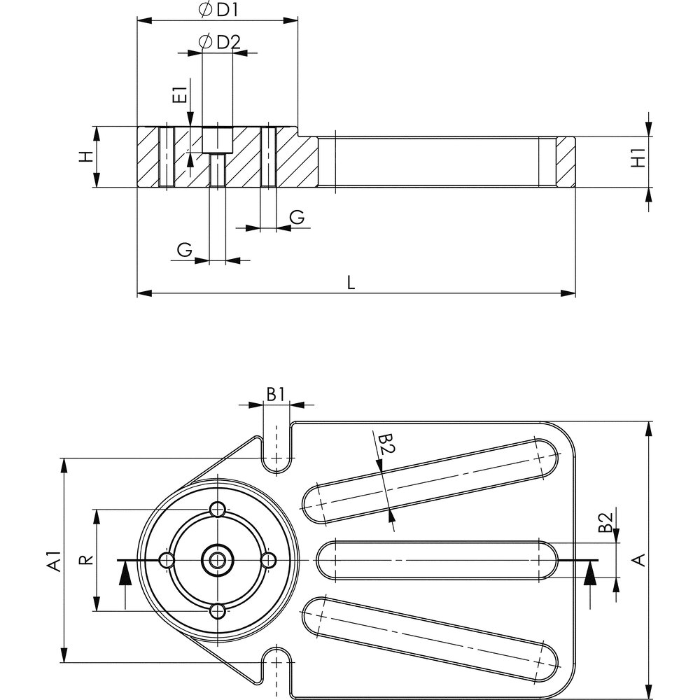 картинка Базовый элемент, плоский, для пластины с Т-образным пазом, круглый АМF 559097 от магазина "Элит-инструмент"