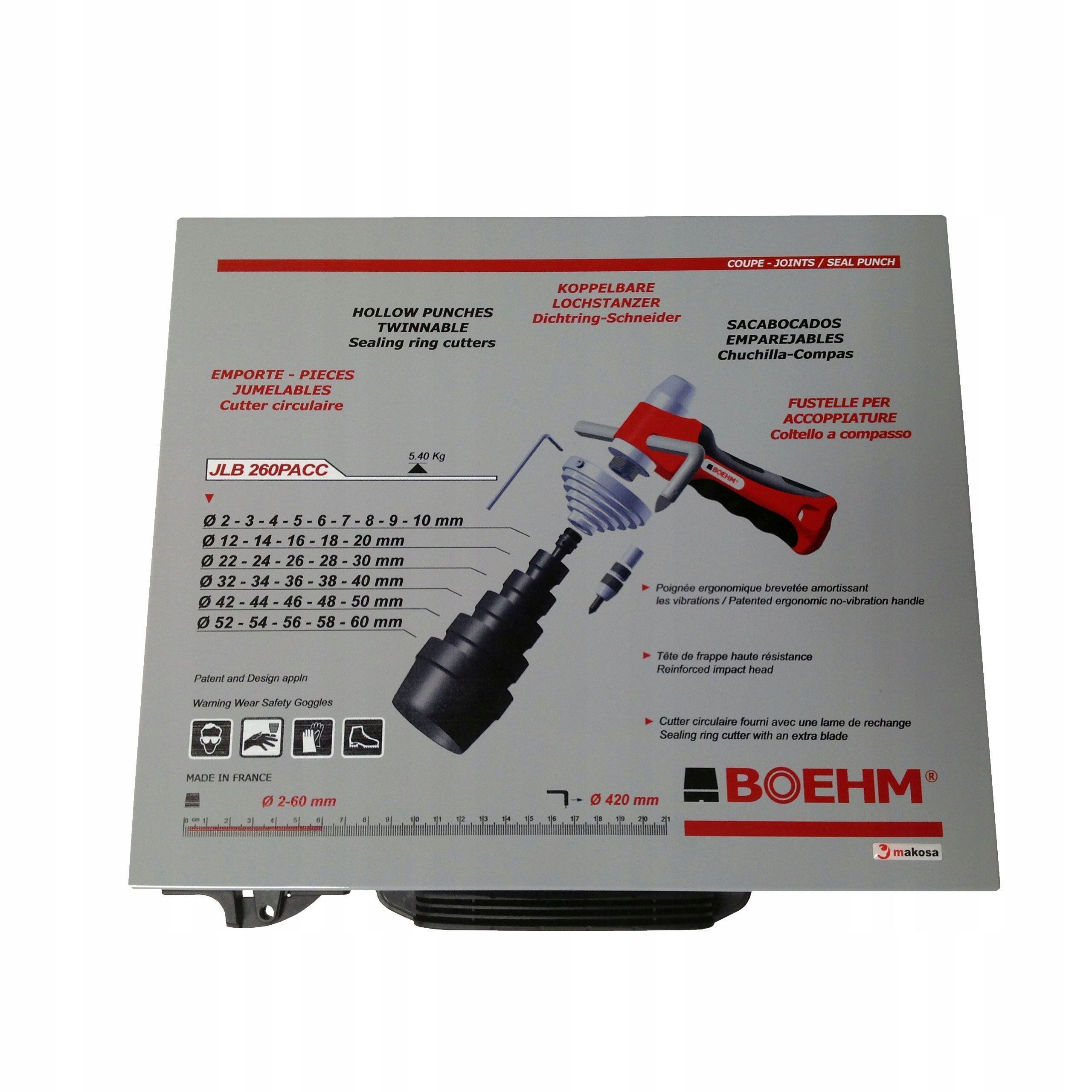 картинка Набор пробойников 2-60 мм BOEHM, 39 ПРЕДМЕТОВ | Размеры: 380 x 330 x 55мм (для паронитовых и графитовых прокладок) BOEHM JLB260PACC/7802 0260 Fplus от магазина "Элит-инструмент"